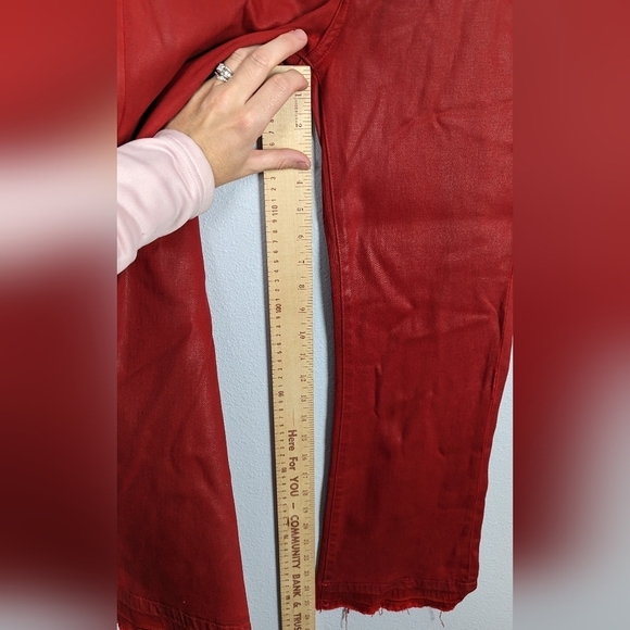 Bridget Cropped High-Rise Instasculpt Bootcut Red Jeans Size 31 - Picture 15 of 16